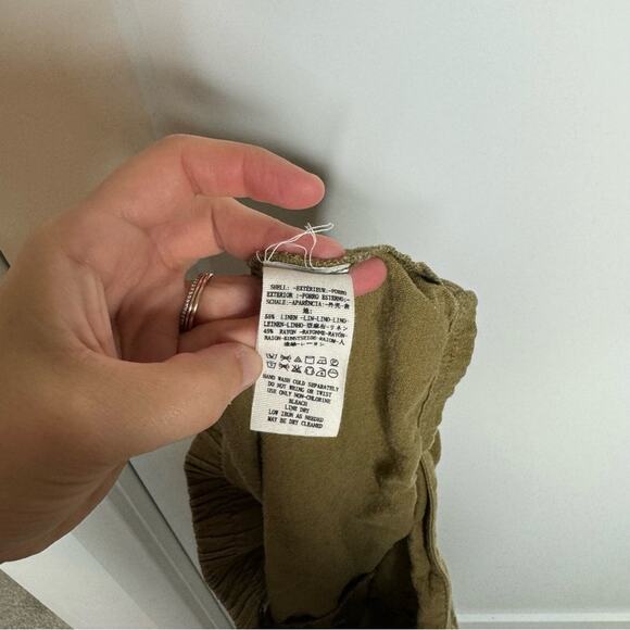 Free People Silver Springs Army Green Side Tie Linen Shorts Size XS - Picture 8 of 8